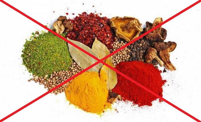 No caso da osteocondrose cervical, é necessário evitar o uso de temperos picantes.