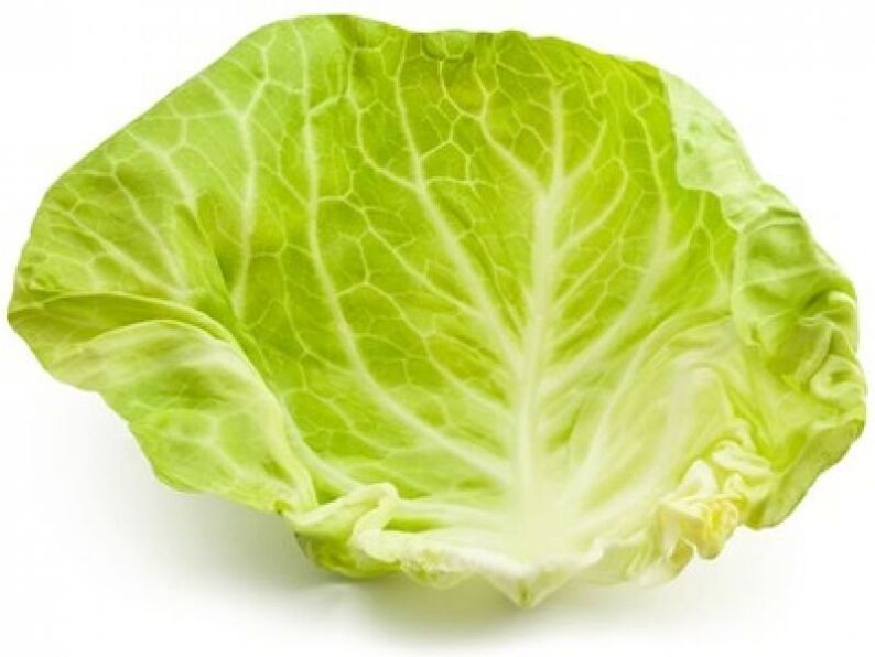 Uma folha de repolho aplicada no pescoço ajudará a aliviar a dor causada pela osteocodrose.